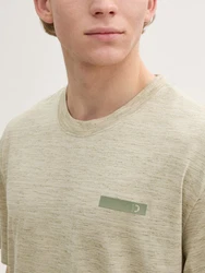 TOM TAILOR Denim T-Shirt Relaxed Fit mit Print Khaki/Beige
