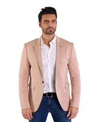 Denim Distriqt Jerseysakko Sportlich Jersey Sakko mit Stretch Beige