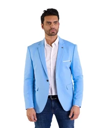 Denim Distriqt Jerseysakko Sportlich Jersey Sakko mit Stretch Azur Blau