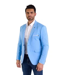 Denim Distriqt Jerseysakko Sportlich Jersey Sakko mit Stretch Azur Blau