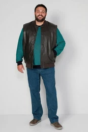Steppweste Leder-Weste Bauchfit echtes Leder