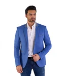 Denim Distriqt Jerseysakko Sportliches Herren Jersey Sakko mit besonderen Details Azurblau