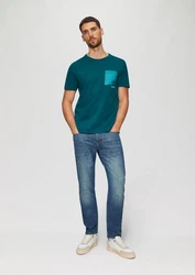 s.Oliver Kurzarmshirt Baumwoll-T-Shirt Türkis/Grün