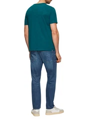 s.Oliver Kurzarmshirt Baumwoll-T-Shirt Türkis/Grün