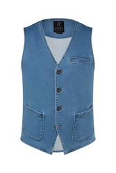 JP1880 Steppweste Jeansweste FLEXNAMIC Blau/Dunkelblau/Grau