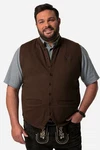 Men Plus Steppweste Trachten Weste Sweat Stehkragen Braun/Dunkelbraun