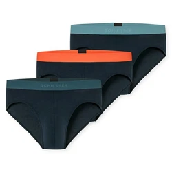 Schiesser Slip Herren Rio-Slip Serie 95/5 (3er Pack) Dunkelblau/Blau/Türkis