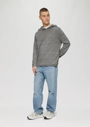 QS Strickpullover Hoodie Dunkelgrau/Grau/Hellgrau
