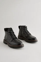 Next Apron Lederstiefel Schnürstiefelette Schwarz