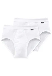 Schiesser Slip 2er Pack Cotton Essentials Feinripp Sportslip Weiß/Creme