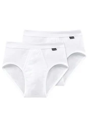 Schiesser Slip 2er Pack Cotton Essentials Feinripp Sportslip Weiß/Creme
