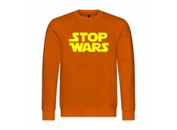 deinshirt Rundhalspullover Herren Pullover Stop Wars Mit Print Motiv Orange/Gelb