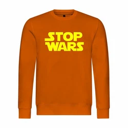 deinshirt Rundhalspullover Herren Pullover Stop Wars Mit Print Motiv Orange/Gelb
