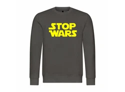 deinshirt Rundhalspullover Herren Pullover Stop Wars Mit Print Motiv Dunkelgrün/Gelb/Grün/Dunkelgrau