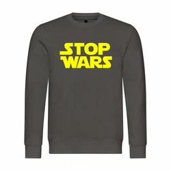 deinshirt Rundhalspullover Herren Pullover Stop Wars Mit Print Motiv Dunkelgrün/Gelb/Grün/Dunkelgrau
