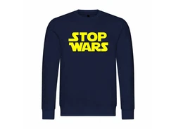 deinshirt Rundhalspullover Herren Pullover Stop Wars Mit Print Motiv Dunkelblau/Blau