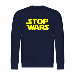 deinshirt Rundhalspullover Herren Pullover Stop Wars Mit Print Motiv Dunkelblau/Blau