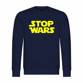 deinshirt Rundhalspullover Herren Pullover Stop Wars Mit Print Motiv Dunkelblau/Blau