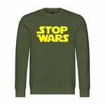 deinshirt Rundhalspullover Herren Pullover Stop Wars Mit Print Motiv Dunkelgrün/Neonfarben