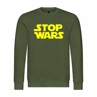 deinshirt Rundhalspullover Herren Pullover Stop Wars Mit Print Motiv Dunkelgrün/Neonfarben