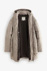 Next Steppmantel Donegal-Puffer-Steppmantel Khaki/Beige/Braun