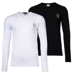 Versace T-Shirt Herren Langarmshirt TOPEKA Dunkelblau/Schwarz/Weiß