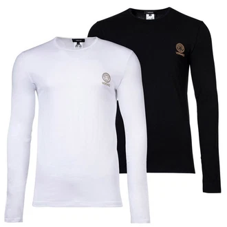 Versace T-Shirt Herren Langarmshirt TOPEKA Dunkelblau/Schwarz/Weiß