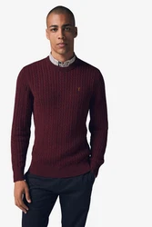 Next 2-in-1 Pullover Hemdeinsatz Dunkelrot/Bordeaux