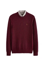 Next 2-in-1 Pullover Hemdeinsatz Dunkelrot/Bordeaux