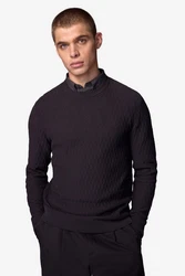 Next 2-in-1 Pullover Hemdeinsatz Dunkelrot/Schwarz/Bordeaux/Braun