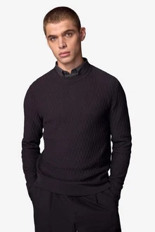 Next 2-in-1 Pullover Hemdeinsatz Dunkelrot/Schwarz/Bordeaux/Braun