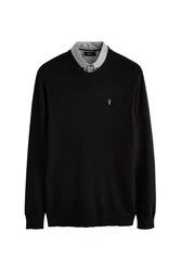Next 2-in-1 Pullover Hemdeinsatz Schwarz/Rot/Beige