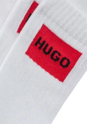 HUGO Freizeitsocken QS RIB LABEL Weiß/Hellblau