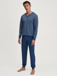 CALIDA Pyjama Cotton Special Herren Grau/Blau/Dunkelblau/Hellblau