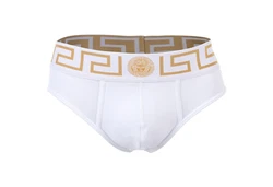 Versace Herren Slip TOPEKA (2er Pack) Weiß/Orange/Gold/Lila/Creme/Braun