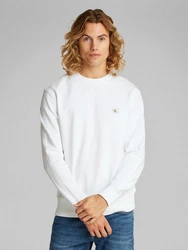 Calvin Klein Jeans Sweatshirt WOVEN LABEL CREW NECK Weiß/Creme/Hellblau