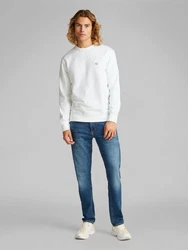 Calvin Klein Jeans Sweatshirt WOVEN LABEL CREW NECK Weiß/Creme/Hellblau