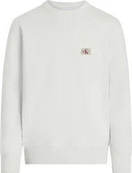 Calvin Klein Jeans Sweatshirt WOVEN LABEL CREW NECK Weiß/Creme/Hellblau
