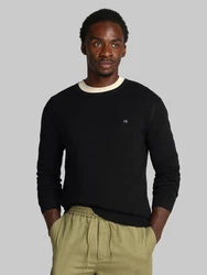 Calvin Klein Rundhalspullover MICRO WAFFLE TEXTURE CN SWEATER Schwarz