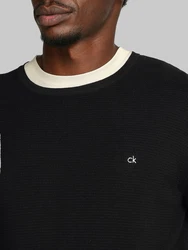 Calvin Klein Rundhalspullover MICRO WAFFLE TEXTURE CN SWEATER Schwarz