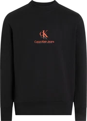 Calvin Klein Jeans Sweatshirt SHADOW LOGO CREW NECK Schwarz/Türkis/Orange