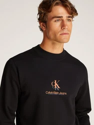 Calvin Klein Jeans Sweatshirt SHADOW LOGO CREW NECK Schwarz/Türkis/Orange