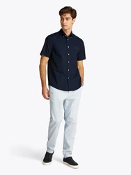 Tommy Hilfiger Kurzarmhemd FLEX POPLIN SOLID S/S SHIRT Dunkelblau/Hellblau/Blau