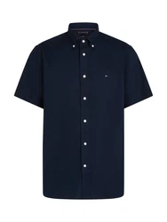 Tommy Hilfiger Kurzarmhemd FLEX POPLIN SOLID S/S SHIRT Dunkelblau/Hellblau/Blau