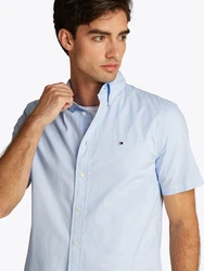Tommy Hilfiger Kurzarmhemd FLEX POPLIN SOLID S/S SHIRT Hellblau/Blau