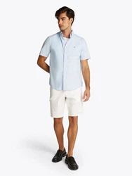 Tommy Hilfiger Kurzarmhemd FLEX POPLIN SOLID S/S SHIRT Hellblau/Blau