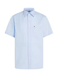 Tommy Hilfiger Kurzarmhemd FLEX POPLIN SOLID S/S SHIRT Hellblau/Blau