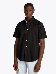 Tommy Hilfiger Kurzarmhemd FLEX POPLIN SOLID S/S SHIRT Schwarz