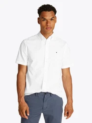 Tommy Hilfiger Kurzarmhemd FLEX POPLIN SOLID S/S SHIRT Weiß/Creme