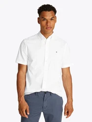 Tommy Hilfiger Kurzarmhemd FLEX POPLIN SOLID S/S SHIRT Weiß/Creme